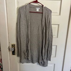 Khaki Open Front Cardigan Sweater